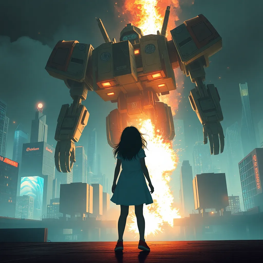 Girl facing robot